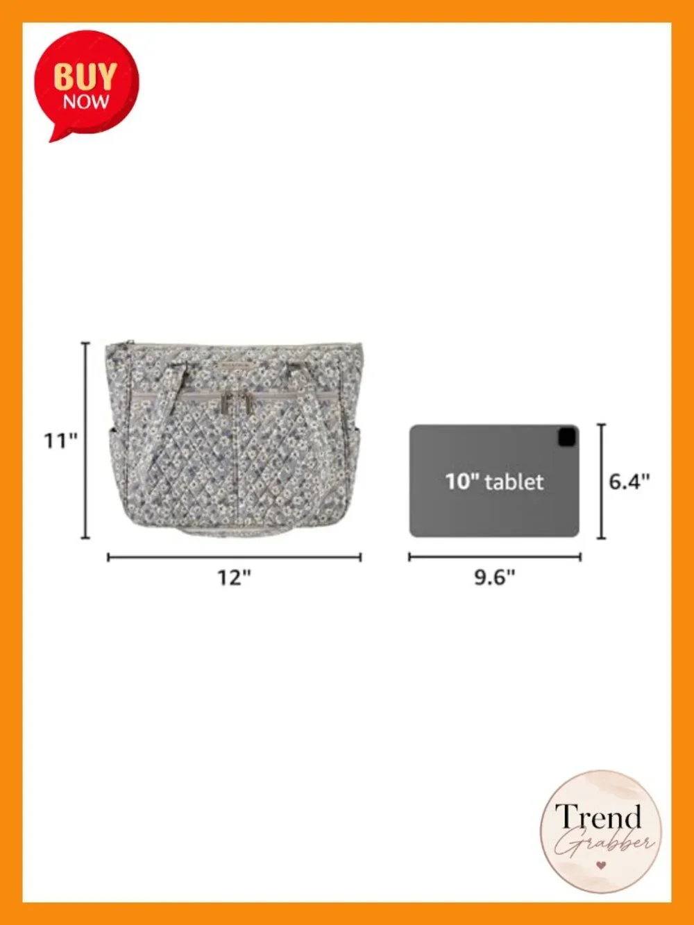 Quilted Cotton Tote with Multiple Pockets Shoulder Bag